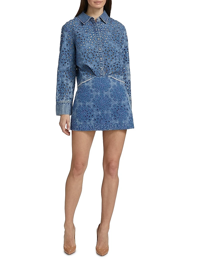 Rubi Lasercut Denim Miniskirt
