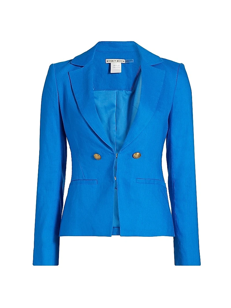 Mya Linen-Blend Fitted Blazer