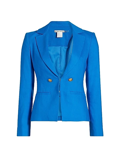 Mya Linen-Blend Fitted Blazer