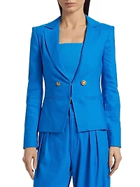 Mya Linen-Blend Fitted Blazer
