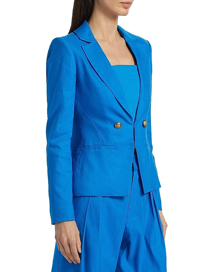 Mya Linen-Blend Fitted Blazer