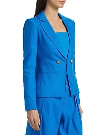 Mya Linen-Blend Fitted Blazer