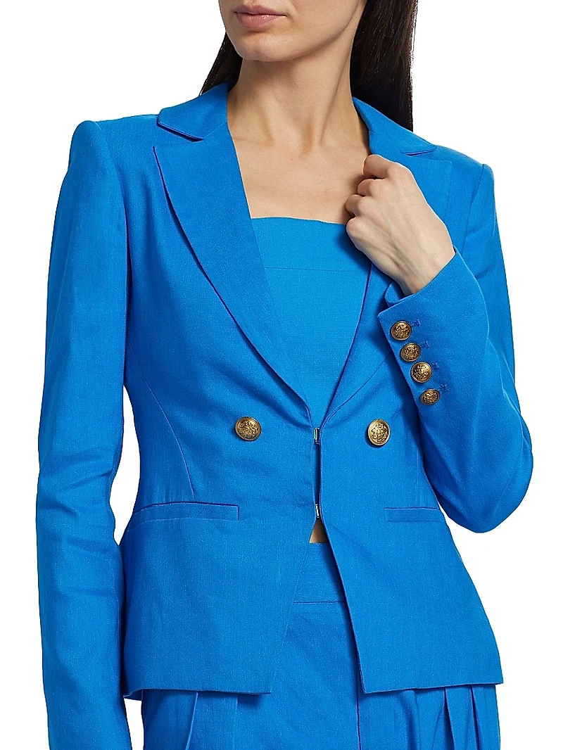 Mya Linen-Blend Fitted Blazer