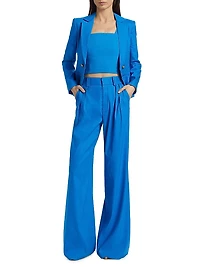 Mya Linen-Blend Fitted Blazer