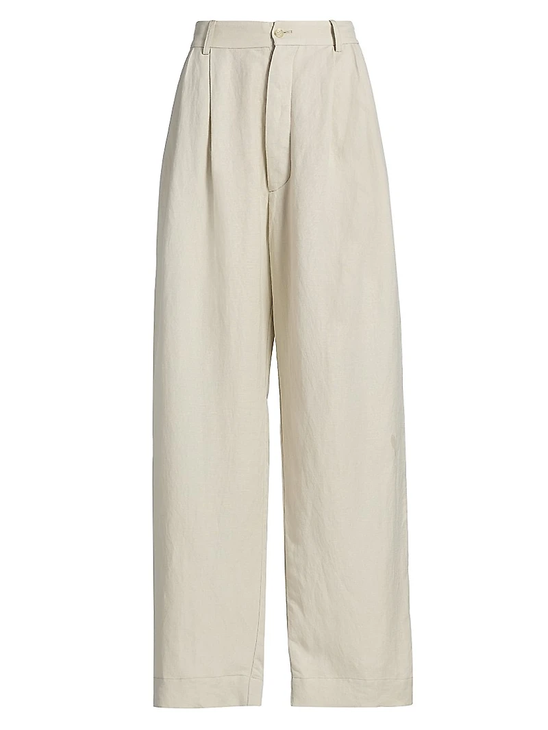 The Big Pleat Linen-Blend Trousers