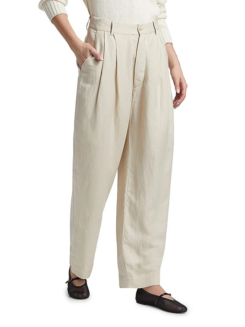 The Big Pleat Linen-Blend Trousers