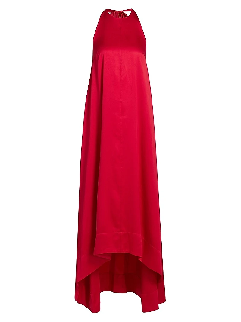 Liora Hammered-Satin Halterneck Gown