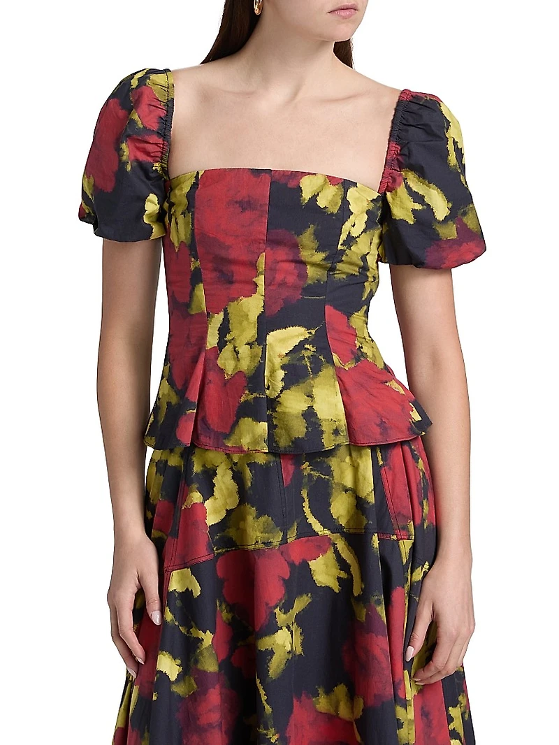 Selena Poplin Floral Top