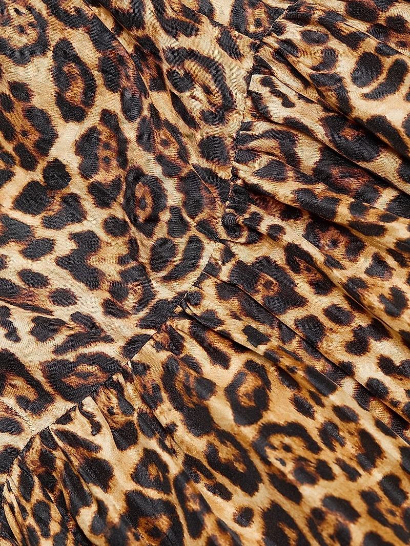 Rachel Leopard Asymmetric-Hem Midi-Dress