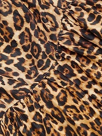 Rachel Leopard Asymmetric-Hem Midi-Dress