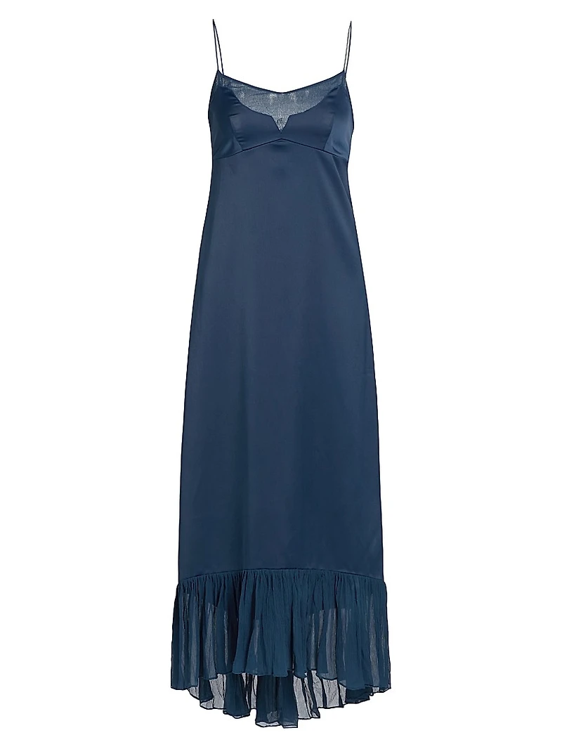 Layla Satin Ruffled-Hem Gown