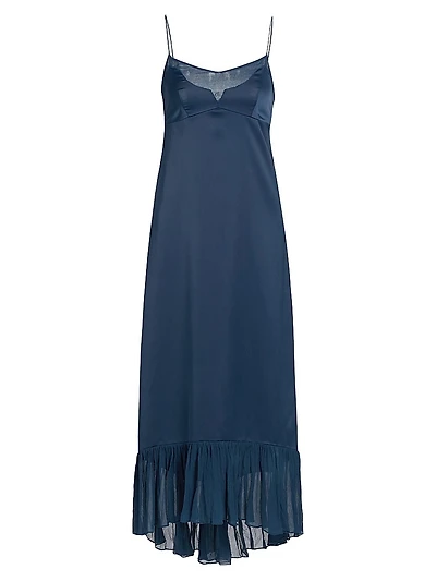 Layla Satin Ruffled-Hem Gown