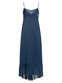 Layla Satin Ruffled-Hem Gown