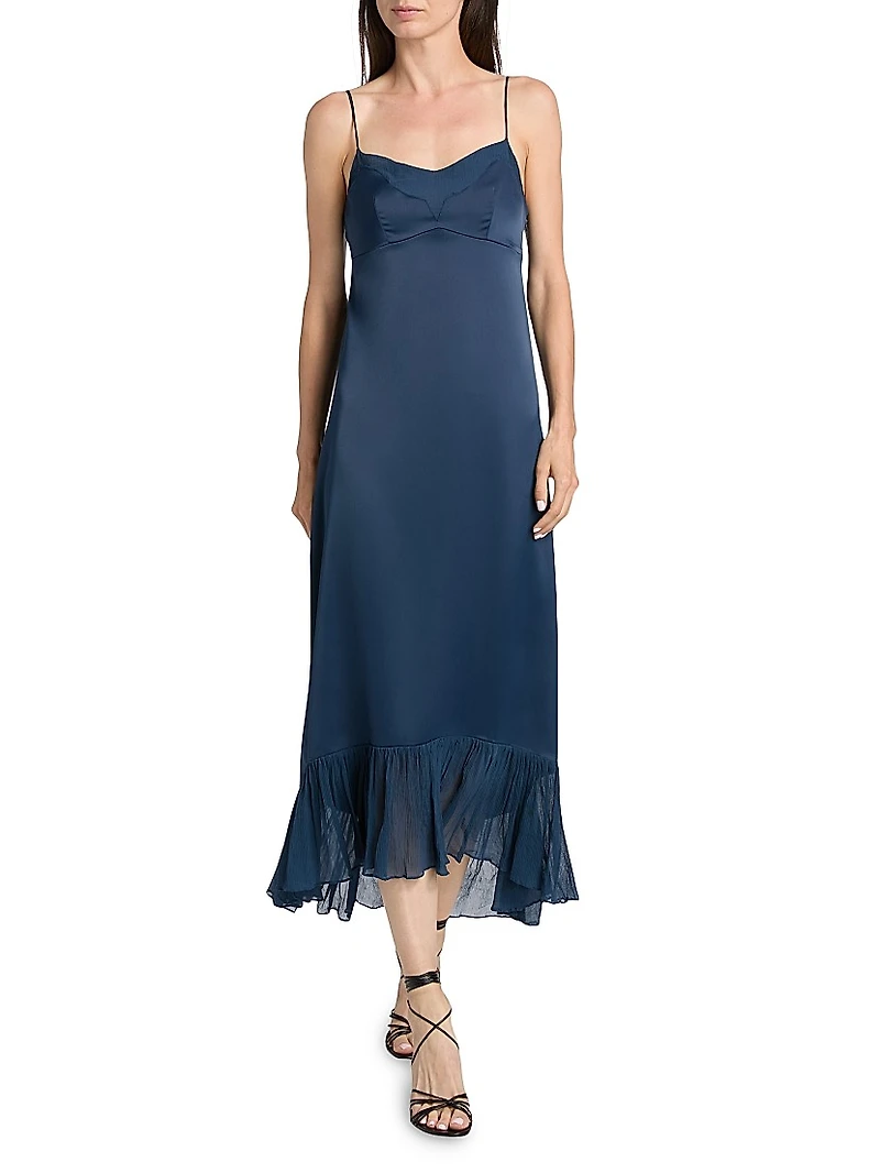 Layla Satin Ruffled-Hem Gown