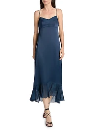 Layla Satin Ruffled-Hem Gown