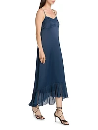 Layla Satin Ruffled-Hem Gown