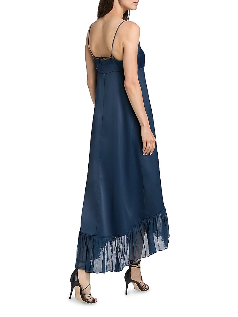 Layla Satin Ruffled-Hem Gown