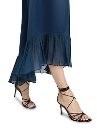 Layla Satin Ruffled-Hem Gown