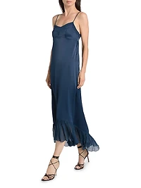 Layla Satin Ruffled-Hem Gown