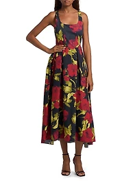 Aishani Floral Poplin Midi-Dress