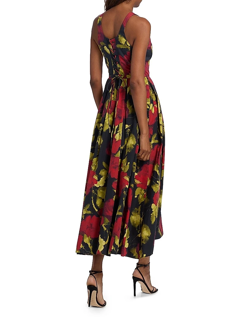 Aishani Floral Poplin Midi-Dress