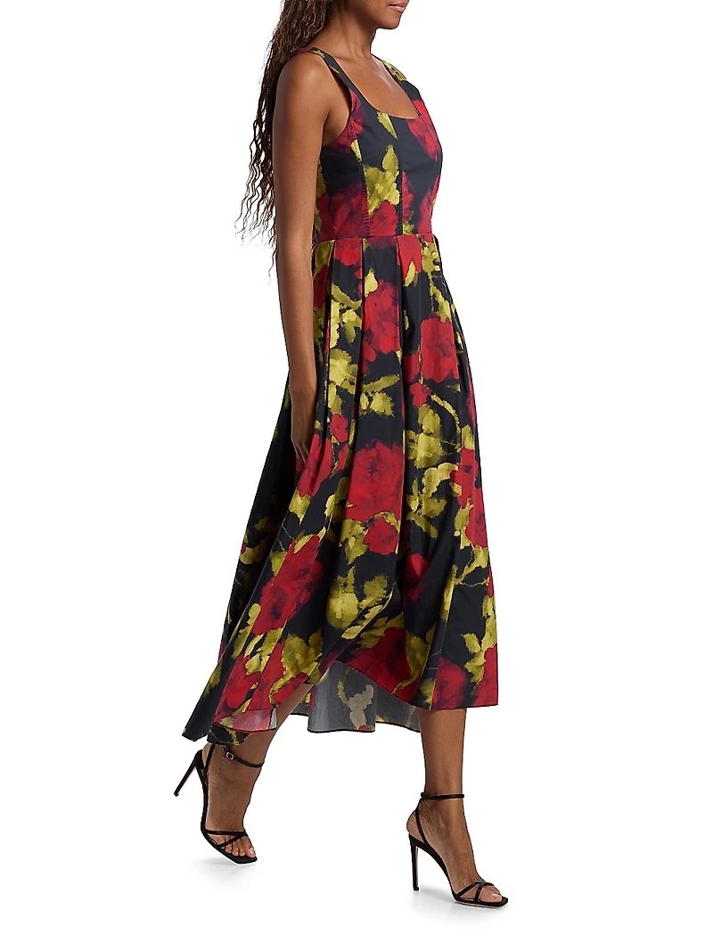 Aishani Floral Poplin Midi-Dress