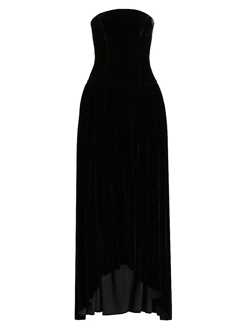 Nayara Velvet High-Low Midi-Dress