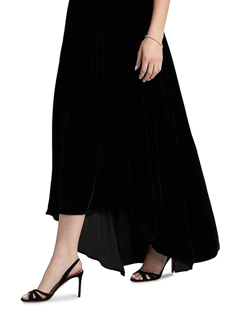 Nayara Velvet High-Low Midi-Dress