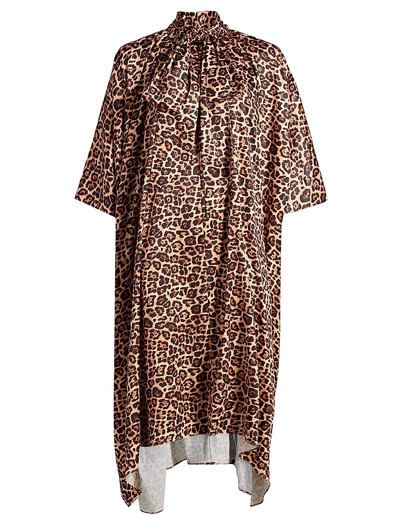 Raini Leopard-Print Satin Midi-Dress