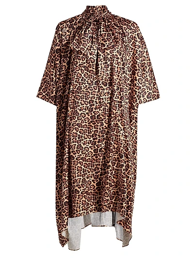 Raini Leopard-Print Satin Midi-Dress