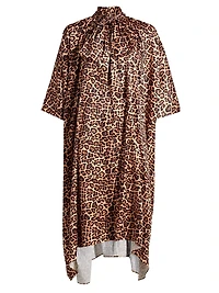 Raini Leopard-Print Satin Midi-Dress