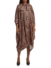 Raini Leopard-Print Satin Midi-Dress