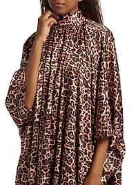 Raini Leopard-Print Satin Midi-Dress