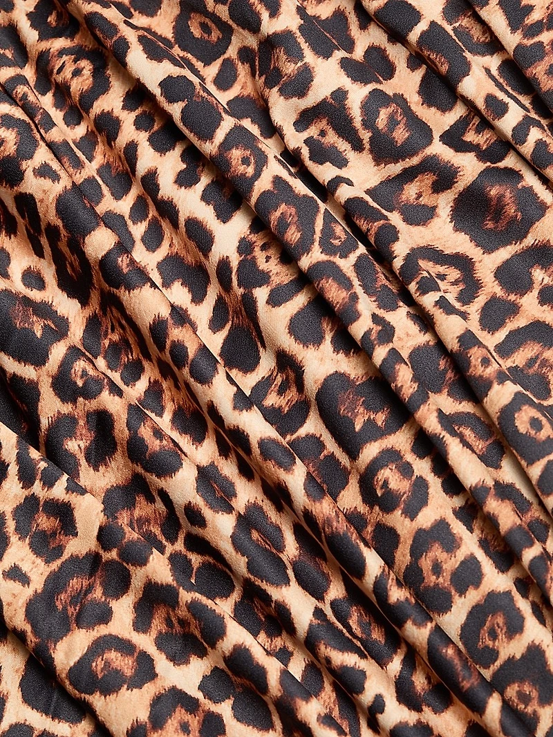 Raini Leopard-Print Satin Midi-Dress