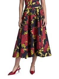 Avani Poplin Floral Midi-Skirt