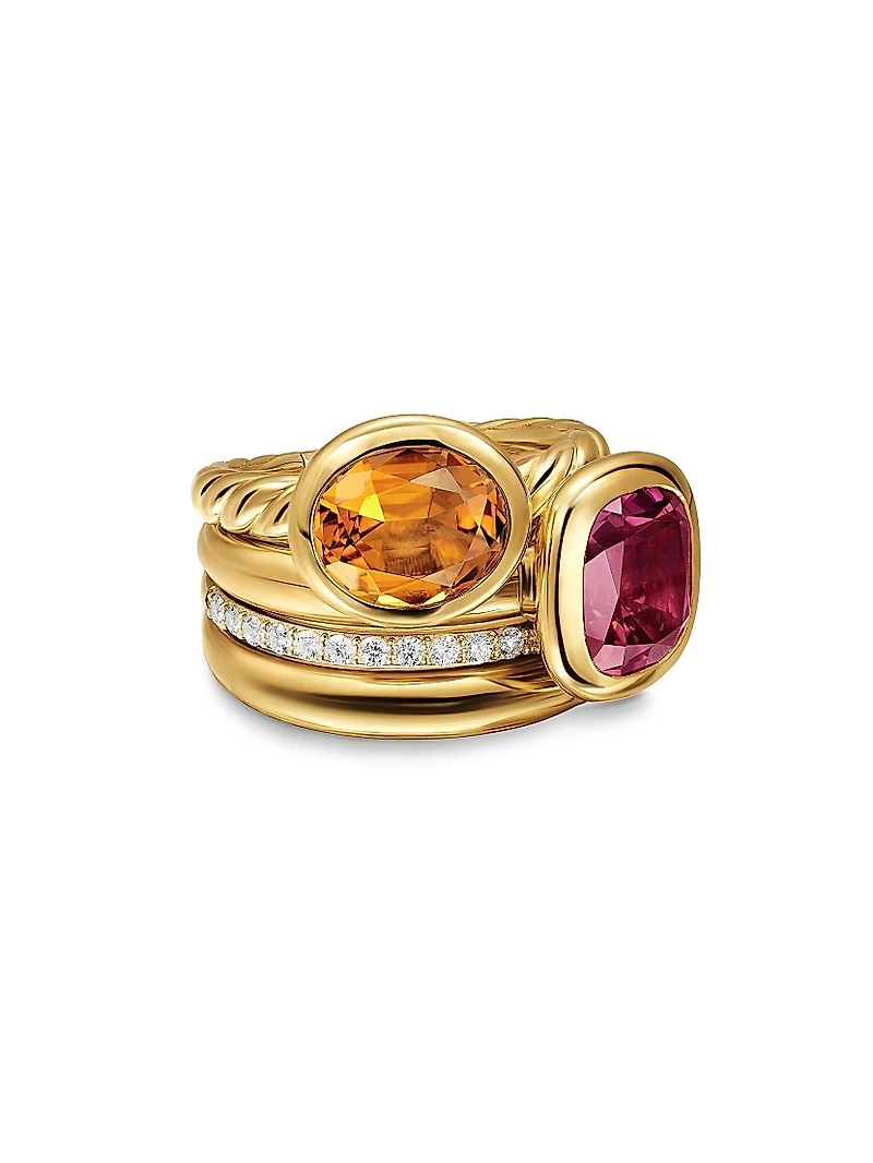 DY Mercer Two Stone Cocktail Ring 18K Yellow Gold