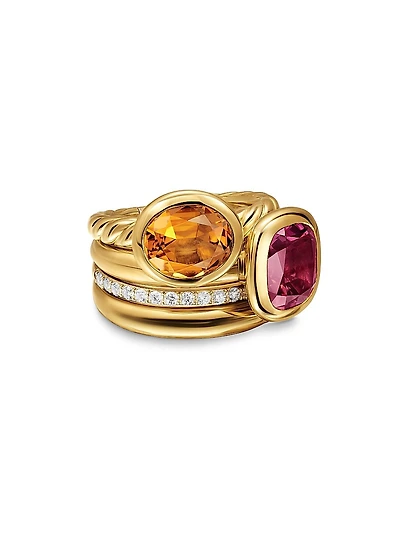 DY Mercer Two Stone Cocktail Ring 18K Yellow Gold