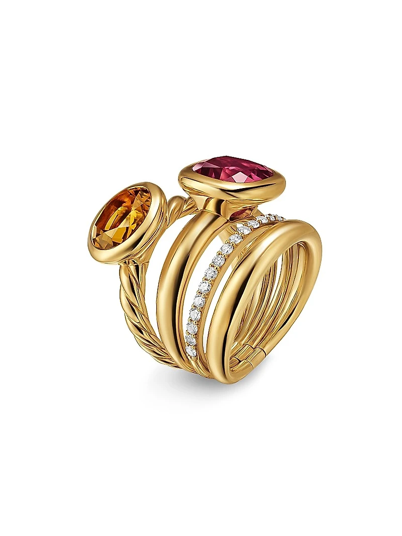 DY Mercer Two Stone Cocktail Ring 18K Yellow Gold