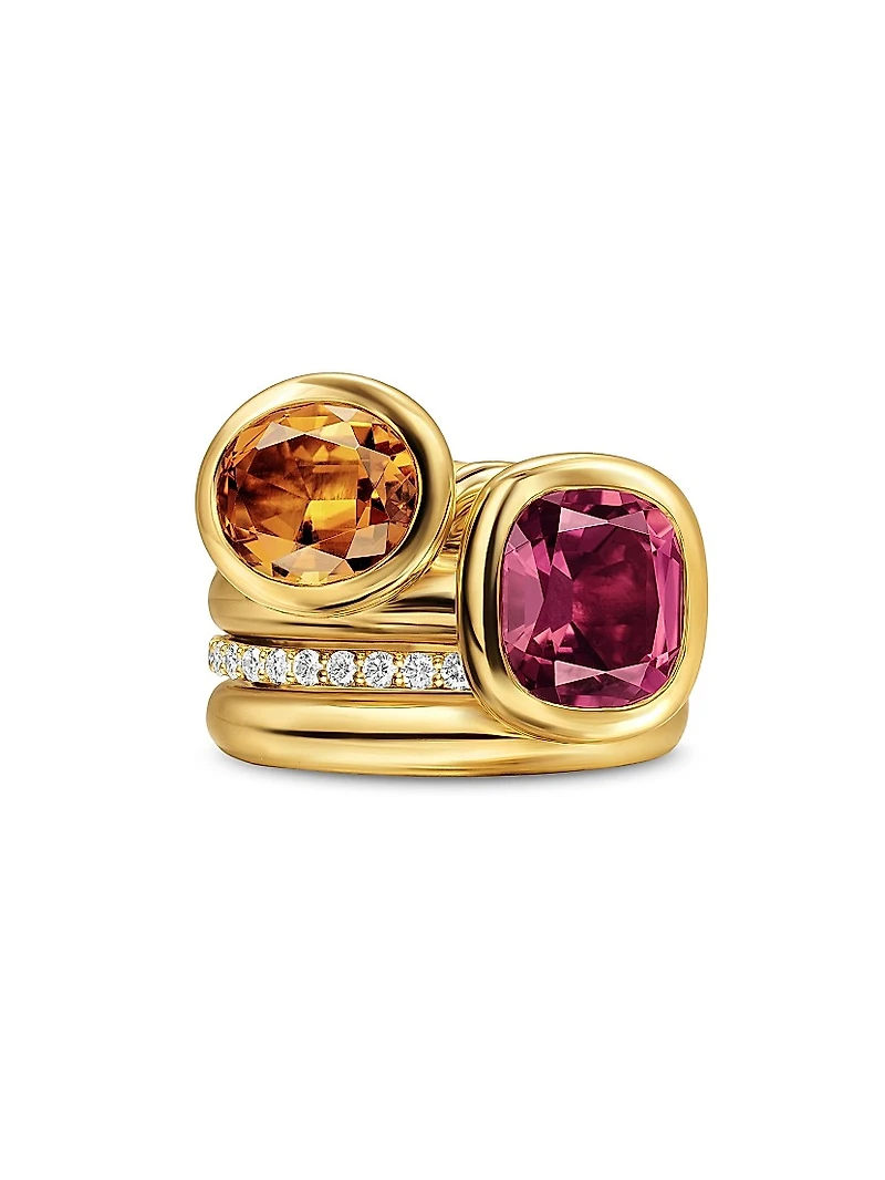 DY Mercer Two Stone Cocktail Ring 18K Yellow Gold