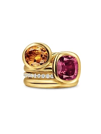 DY Mercer Two Stone Cocktail Ring 18K Yellow Gold