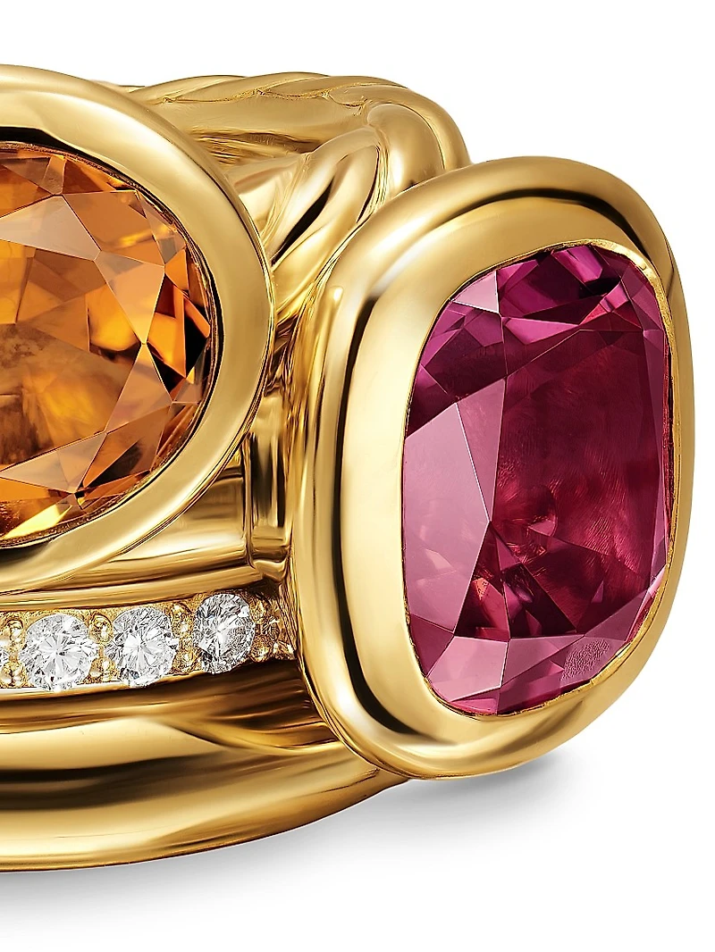 DY Mercer Two Stone Cocktail Ring 18K Yellow Gold