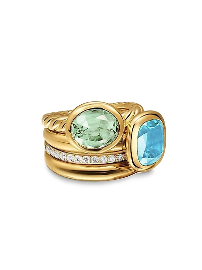 DY Mercer Two Stone Cocktail Ring in 18K Yellow Gold
