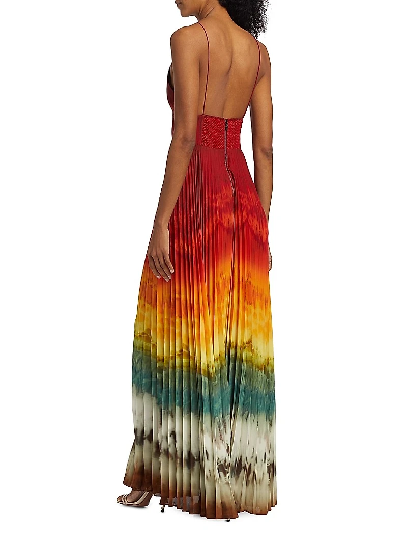 Lauren Pleated Tie-Dye Maxi Dress