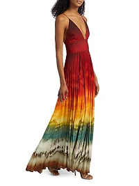 Lauren Pleated Tie-Dye Maxi Dress