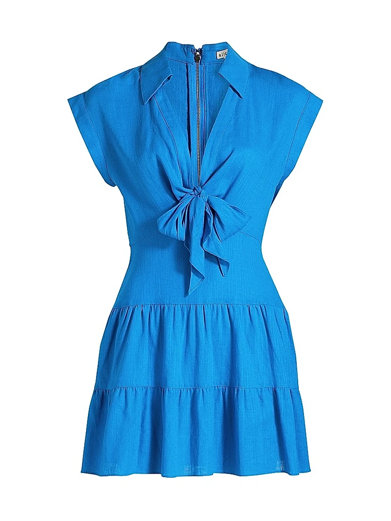 Mila Tiered Linen-Blend Minidress