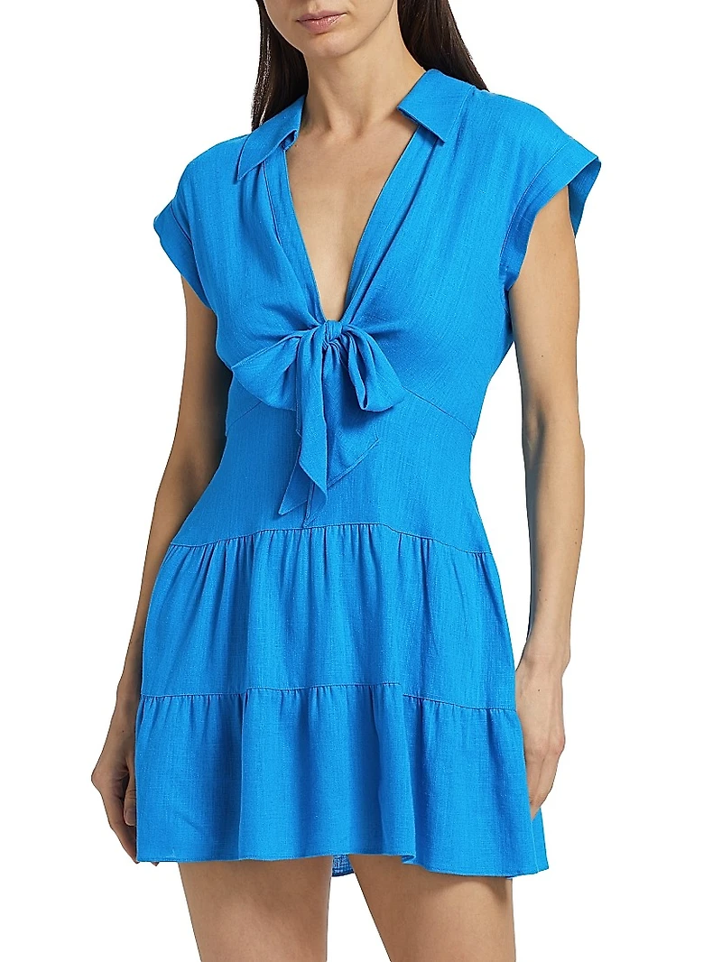 Mila Tiered Linen-Blend Minidress