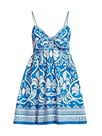 Melvina Damask Linen-Cotton Minidress