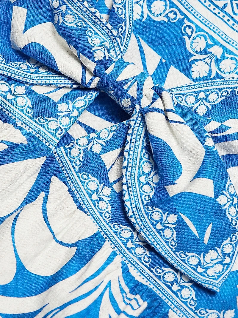 Melvina Damask Linen-Cotton Minidress