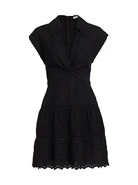 Mila Eyelet Linen-Blend Minidress