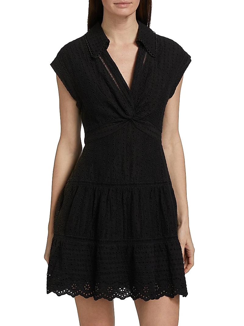 Mila Eyelet Linen-Blend Minidress
